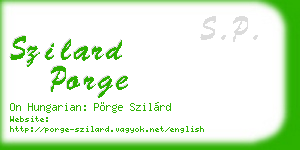 szilard porge business card